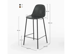 Pack de 4 sillas para isla central marrón y gris/negro 65 cm - Henrik