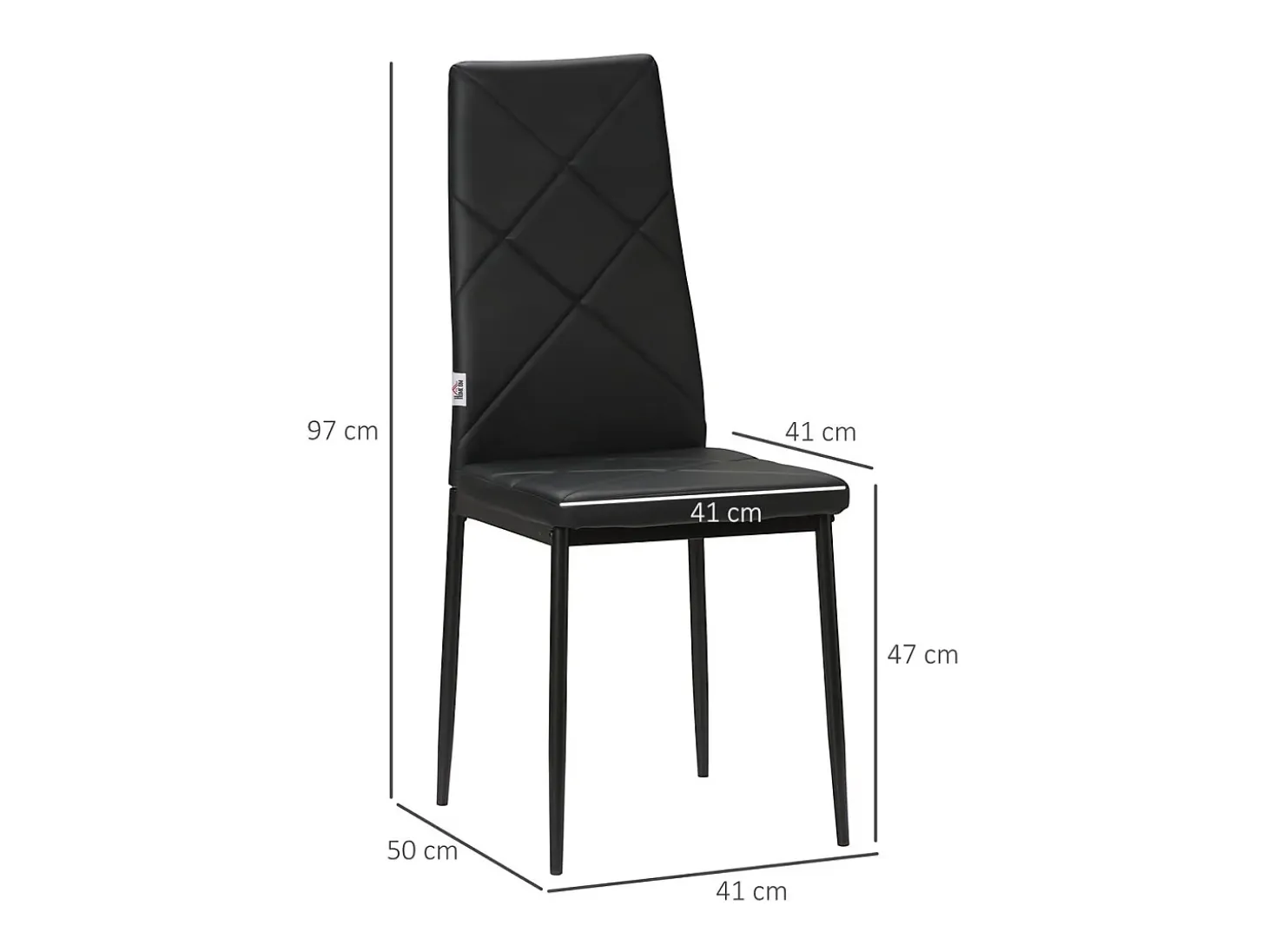 Pack de 4 sillas Satai Homcom tapizado negro 97x41x50 cm