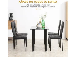 Pack de 4 sillas Satai Homcom tapizado negro 97x41x50 cm