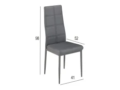 Pack de 6 Sillas Tapizadas para Salón y Comedor – Acabado Gris en Aluminio, Medidas: 38,5 cm x 40 cm x 97 cm