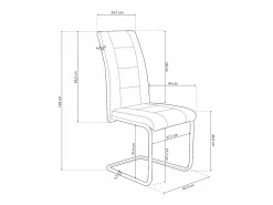 Pack de 4 Sillas Tapizadas para Salón y Comedor – Acabado Marengo con Patas Cromadas de Aluminio, Medidas: 42,5 cm x 52 cm x 99 cm