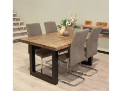Pack de 4 Sillas Tapizadas para Salón y Comedor – Acabado Marengo con Patas Cromadas de Aluminio, Medidas: 42,5 cm x 52 cm x 99 cm