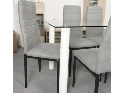 Pack de 6 Sillas Tapizadas para Comedor/Salón – Marengo y Patas Negras en Aluminio, Dimensiones: 40 cm x 42 cm x 96 Cm