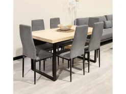 Pack de 6 Sillas Tapizadas para Comedor/Salón – Marengo y Patas Negras en Aluminio, Dimensiones: 40 cm x 42 cm x 96 Cm