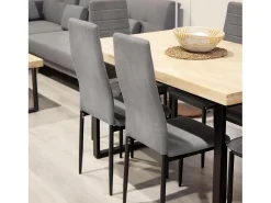 Pack de 6 Sillas Tapizadas para Comedor/Salón – Marengo y Patas Negras en Aluminio, Dimensiones: 40 cm x 42 cm x 96 Cm