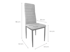 Pack de 6 Sillas Tapizadas para Comedor/Salón – Marengo y Patas Negras en Aluminio, Dimensiones: 40 cm x 42 cm x 96 Cm