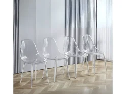 Pack de 4 sillas Telma respaldo alto transparente 85x46,5x50 cm Adec
