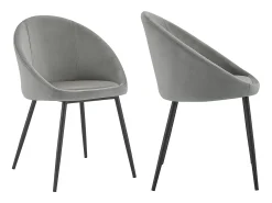 Pack de 2 sillas vintage de terciopelo gris DIANE
