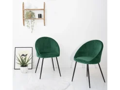 Pack de 2 sillas vintage de terciopelo verde DIANE