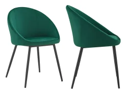 Pack de 2 sillas vintage de terciopelo verde DIANE