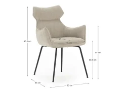 Pack de 2 sillones modelo Dimitri tapizado textil beige, 90cm(alto) 60cm(ancho) 65cm(largo