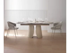 Pack de 4 sillones tapizados en chenilla color crema