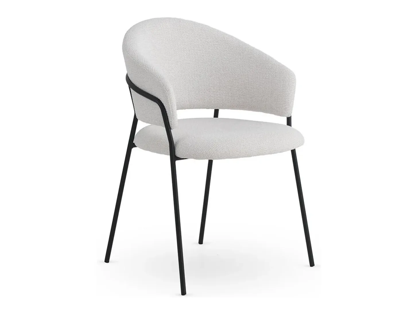 Pack de 4 sillones tapizados en chenilla color crema