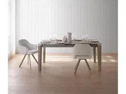 Pack de 4 sillones tapizados en chenilla color crema