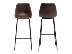 Pack de 2 taburetes de bar vintage marrón LUCIEN - Altura del asiento 75cm