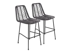 Pack de 2 taburetes de bar de ratán sintético negro OKA