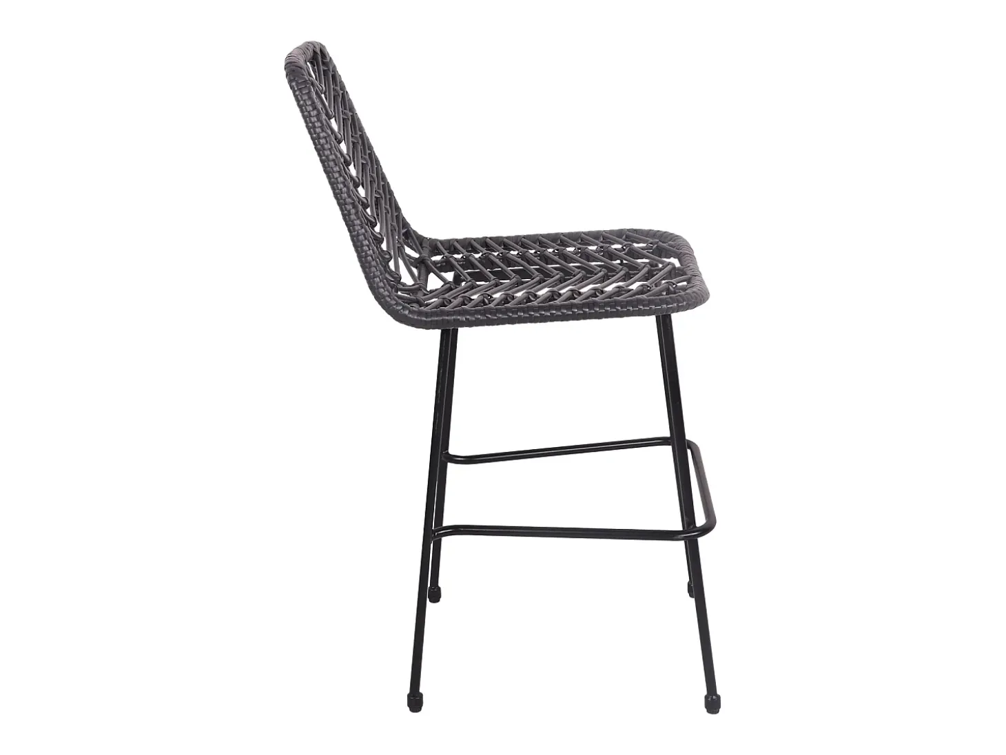 Pack de 2 taburetes de bar de ratán sintético negro OKA