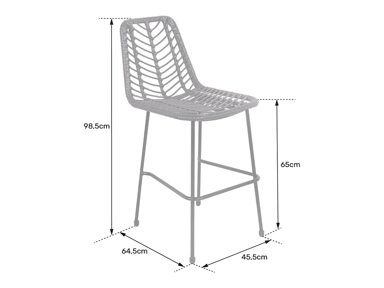 Pack de 2 taburetes de bar de ratán sintético negro OKA