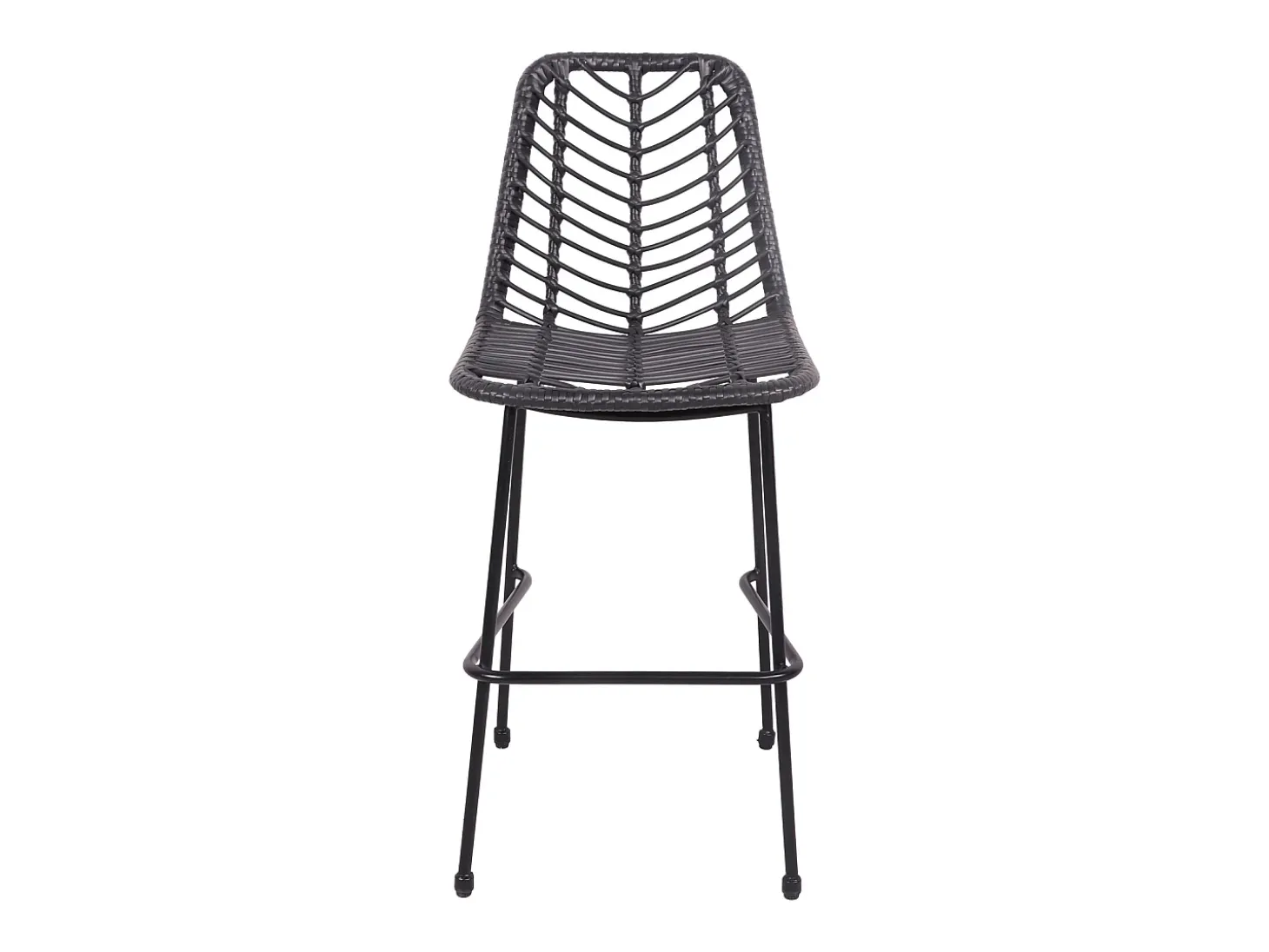 Pack de 2 taburetes de bar de ratán sintético negro OKA