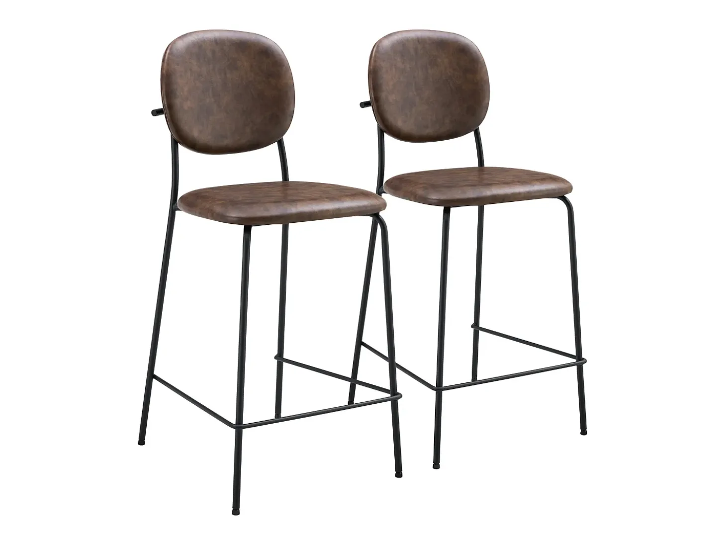 Pack de 2 taburetes de bar EDMOND de polipiel marrón - HAPPY GARDEN