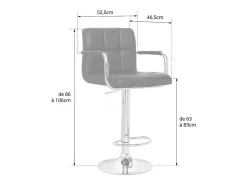 Pack de 2 taburetes de bar negros con reposabrazos MIKE