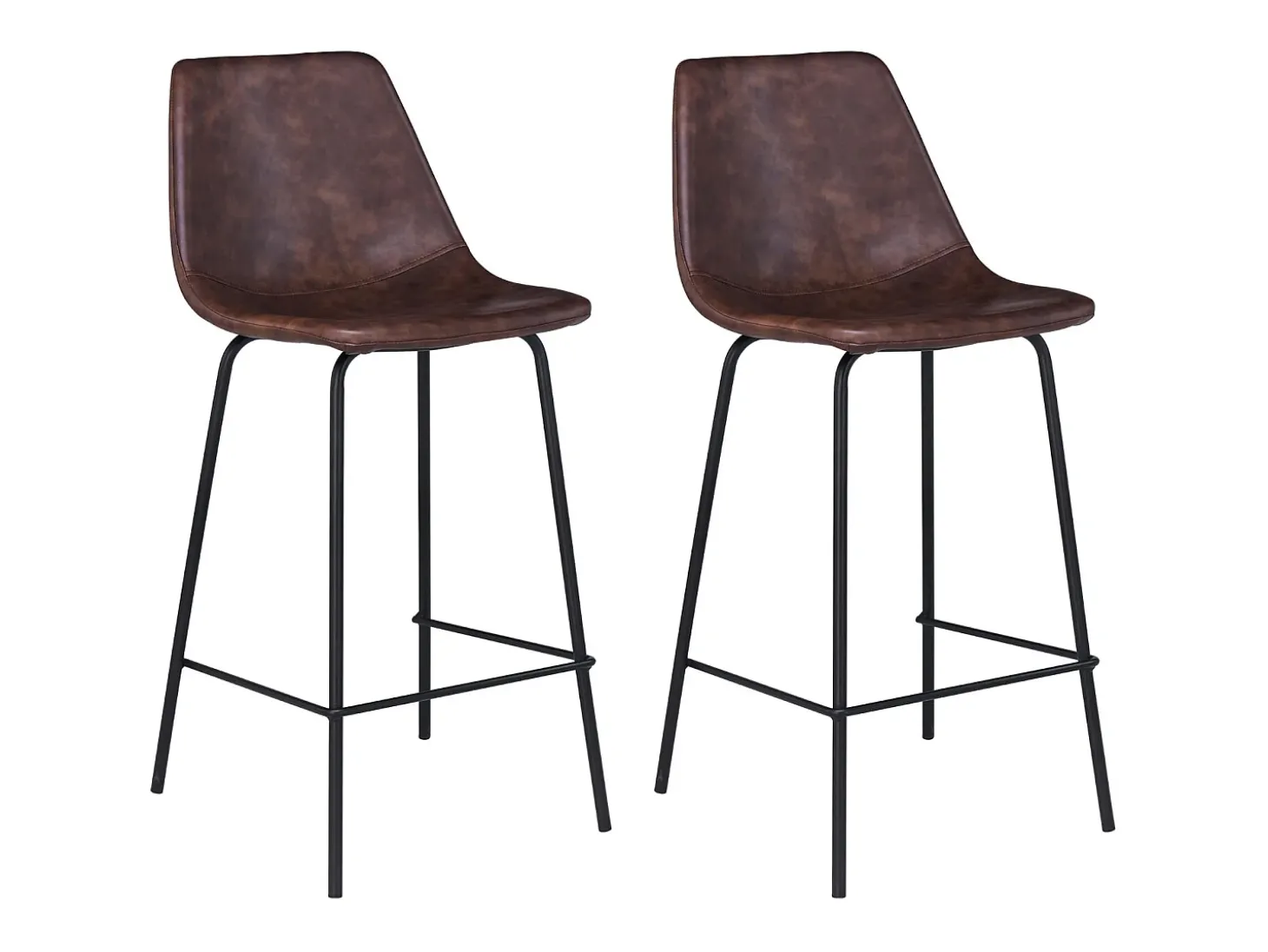 Pack de 2 taburetes de bar vintage LUCIEN marrón Altura del asiento 65cm