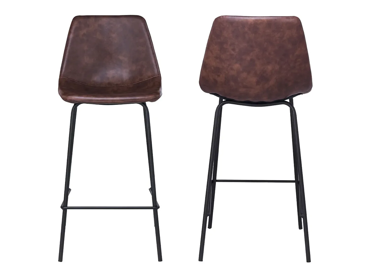 Pack de 2 taburetes de bar vintage LUCIEN marrón Altura del asiento 65cm