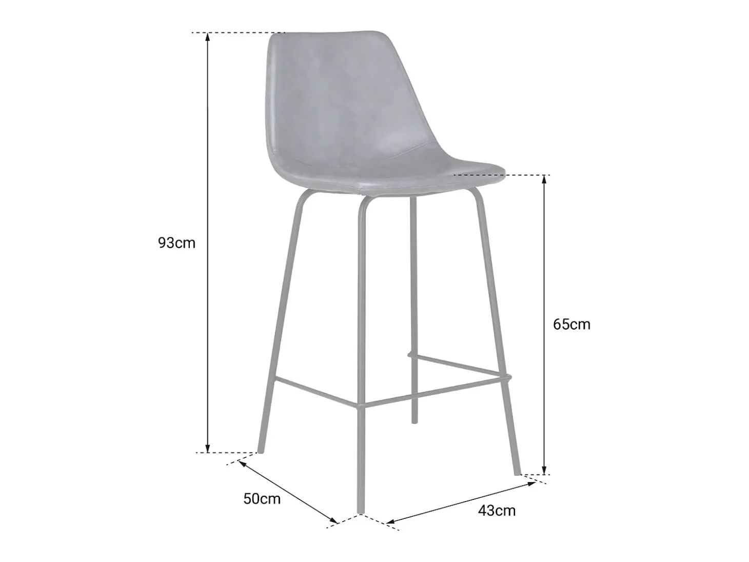 Pack de 2 taburetes de bar vintage LUCIEN marrón Altura del asiento 65cm