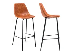 Pack de 2 taburetes de bar vintage naranja cognac altura del asiento 75cm LUCIEN - HAPPY GARDEN