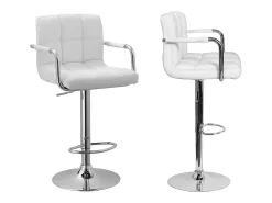 Pack de 2 taburetes de bar blancos con reposabrazos MIKE