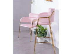 Pack de 2 taburetes de diseño tapizados en terciopelo - Cruiser - Rosa