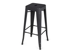 Pack de 4 taburetes de metal apilable modelo Tolix acabado negro, 31 cm(ancho) 76.5 cm(alt