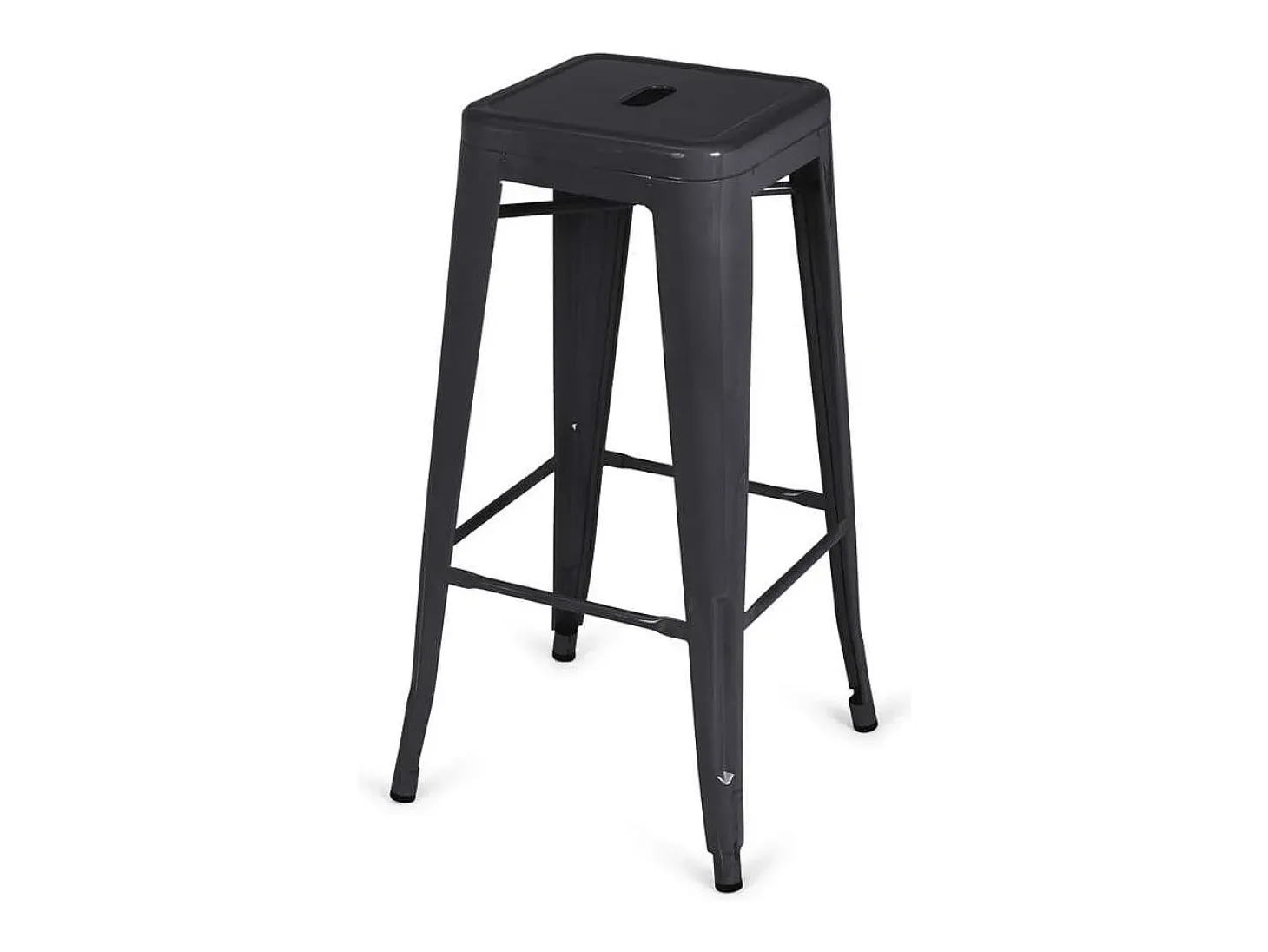 Pack de 4 taburetes de metal apilable modelo Tolix acabado negro, 31 cm(ancho) 76.5 cm(alt