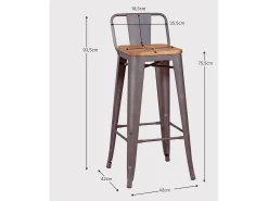 Pack de 4 taburetes envejecidos con asiento de madera - Bistro - Antique