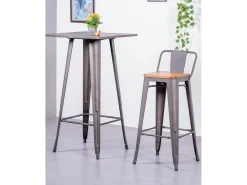 Pack de 4 taburetes envejecidos con asiento de madera - Bistro - Antique