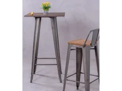 Pack de 4 taburetes envejecidos con asiento de madera - Bistro - Antique