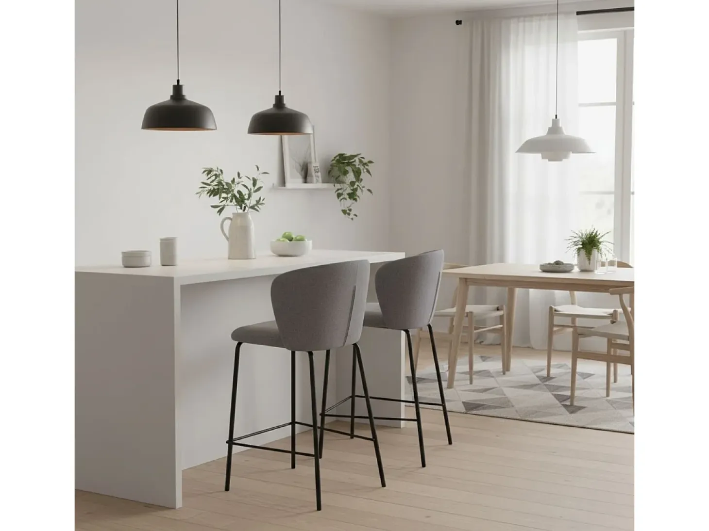 Pack de 2 taburetes Margot con respaldo curvo gris 103x53x50 cm Adec