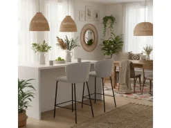Pack de 2 taburetes Margot con respaldo curvo beige 103x53x50 cm Adec