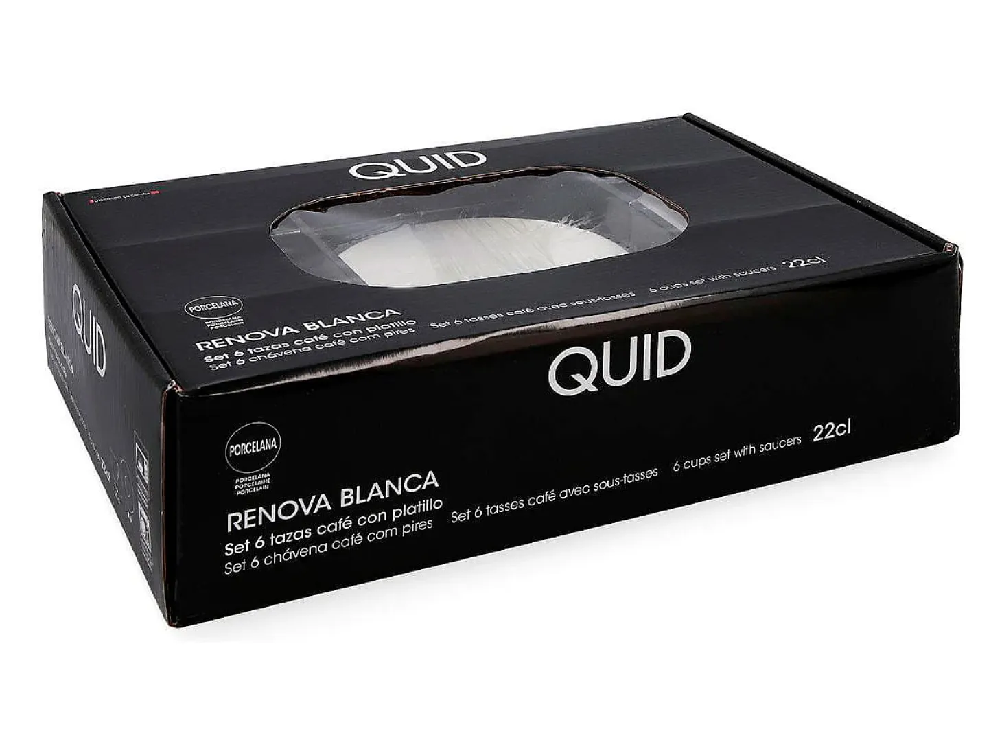 Pack de 6 tazas de café Renova Blanca Quid con plato blanco
