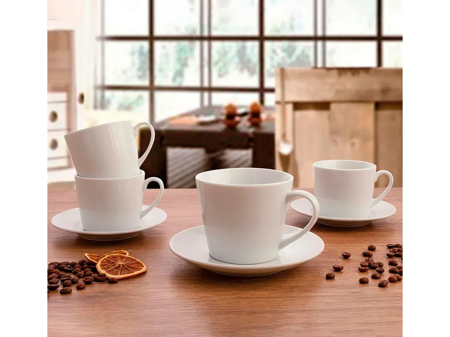 Pack de 6 tazas de café Renova Blanca Quid con plato blanco