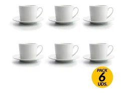 Pack de 6 tazas de café Renova Blanca Quid con plato blanco