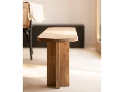 Pack de mesa de comedor de 160x78cm y banco de 120x45cm de madera maciza de abeto Decowood en tono roble oscuro - TOKYO - DECOWOOD