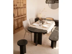 Pack de mesa de comedor de 180x80cm y banco de 140x45cm de madera maciza de abeto Decowood en tono negro - TOKYO - DECOWOOD