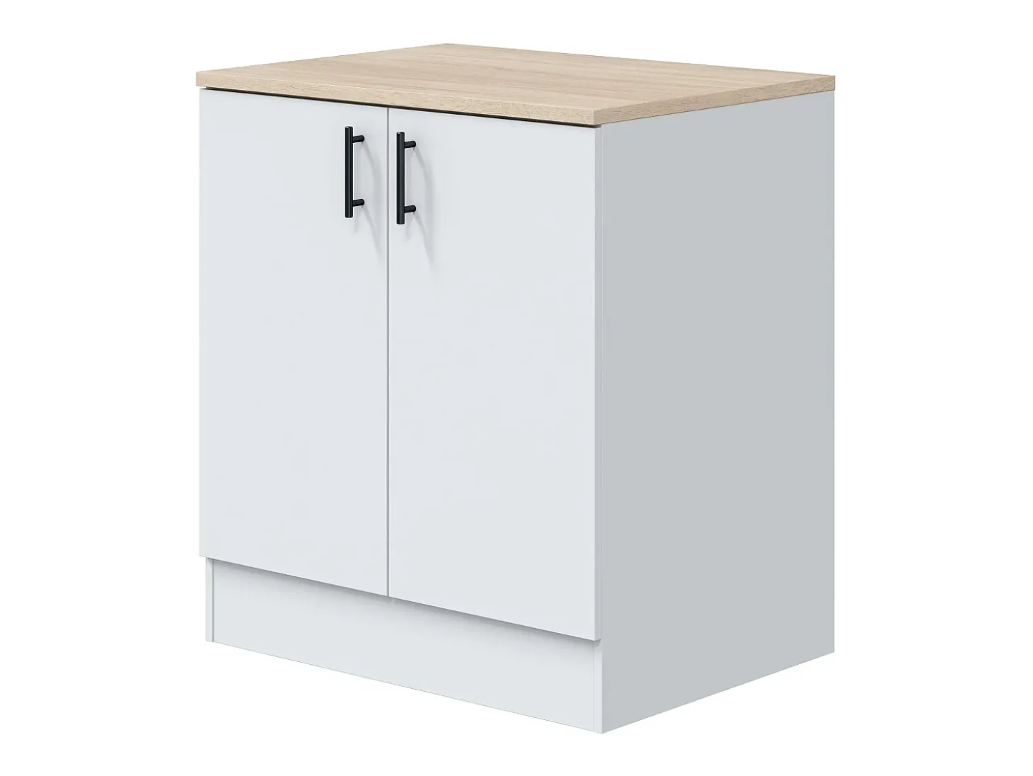 Pack Muebles Cocina Kira Modular Blanco Brillo Roble Canadian 4 Módulos
