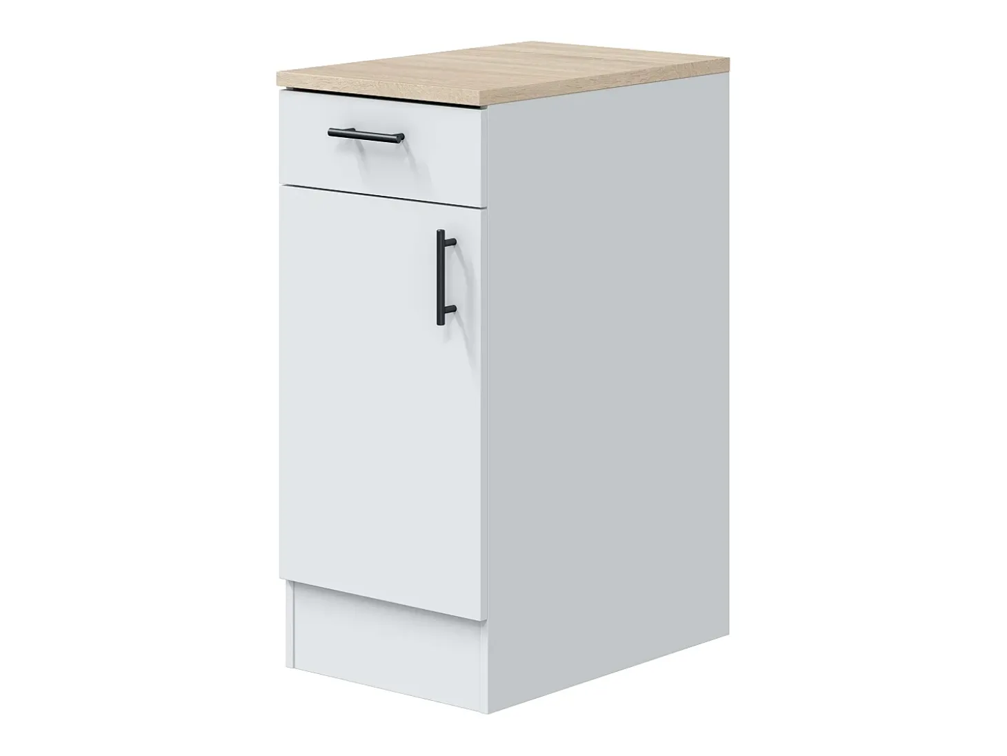 Pack Muebles Cocina Kira Modular Blanco Brillo Roble Canadian 4 Módulos