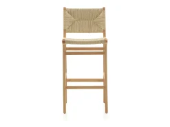 pack 2taburetes madera de hevea con asiento y respaldo trenzado