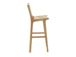 pack 2taburetes madera de hevea con asiento y respaldo trenzado
