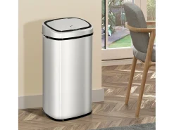 Papelera automática con sensor, acero inoxidable, color plata (40,5x29,5x78 cm)