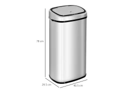 Papelera automática con sensor, acero inoxidable, color plata (40,5x29,5x78 cm)