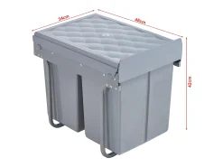 Papelera empotrada 2 x 20 litros 48 x 34 x 42 cm gris 03_0008204